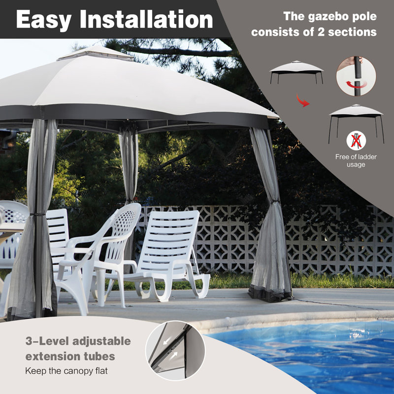 Costway 10x12 Ft 2tier Patio Gazebo Canopy Netting Heavyduty Metal
